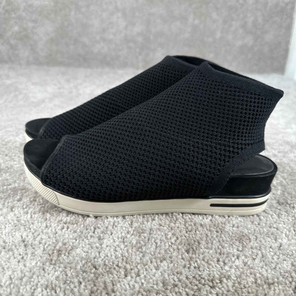 Eileen Fisher Size 9 Black Stretch Knit Open Toe Wedge Sandals - Picture 4 of 7